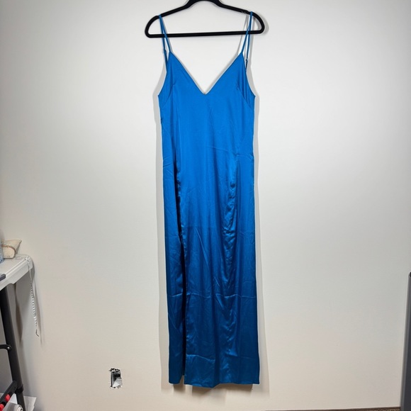 LEXI Satin Formal Slit Side Blue Akasa Maxi Dress Size 8 - Picture 4 of 16